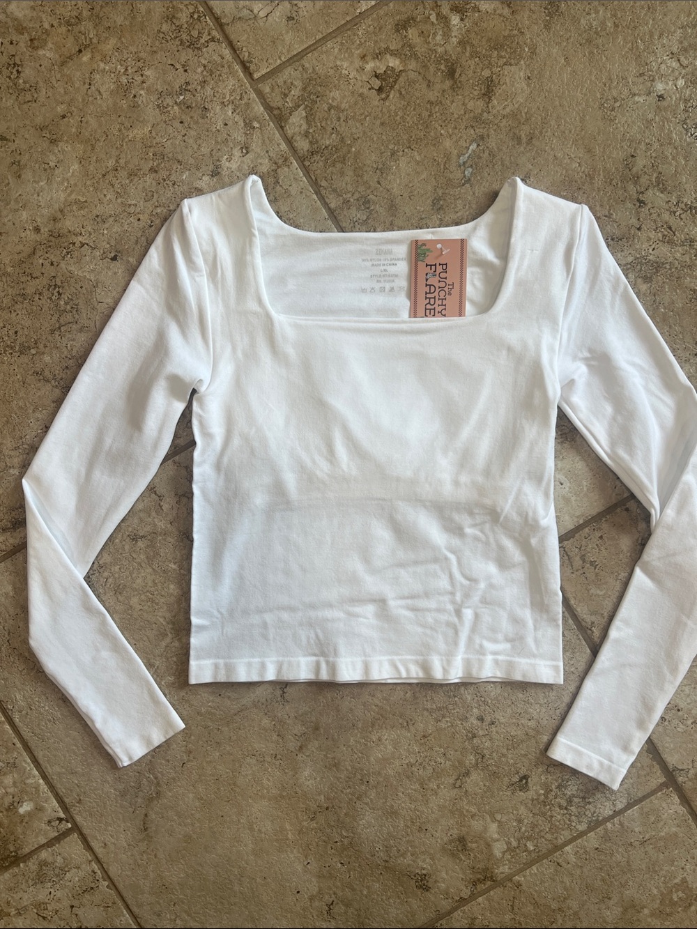 Square Neck White Crop Women’s Shirt NWT